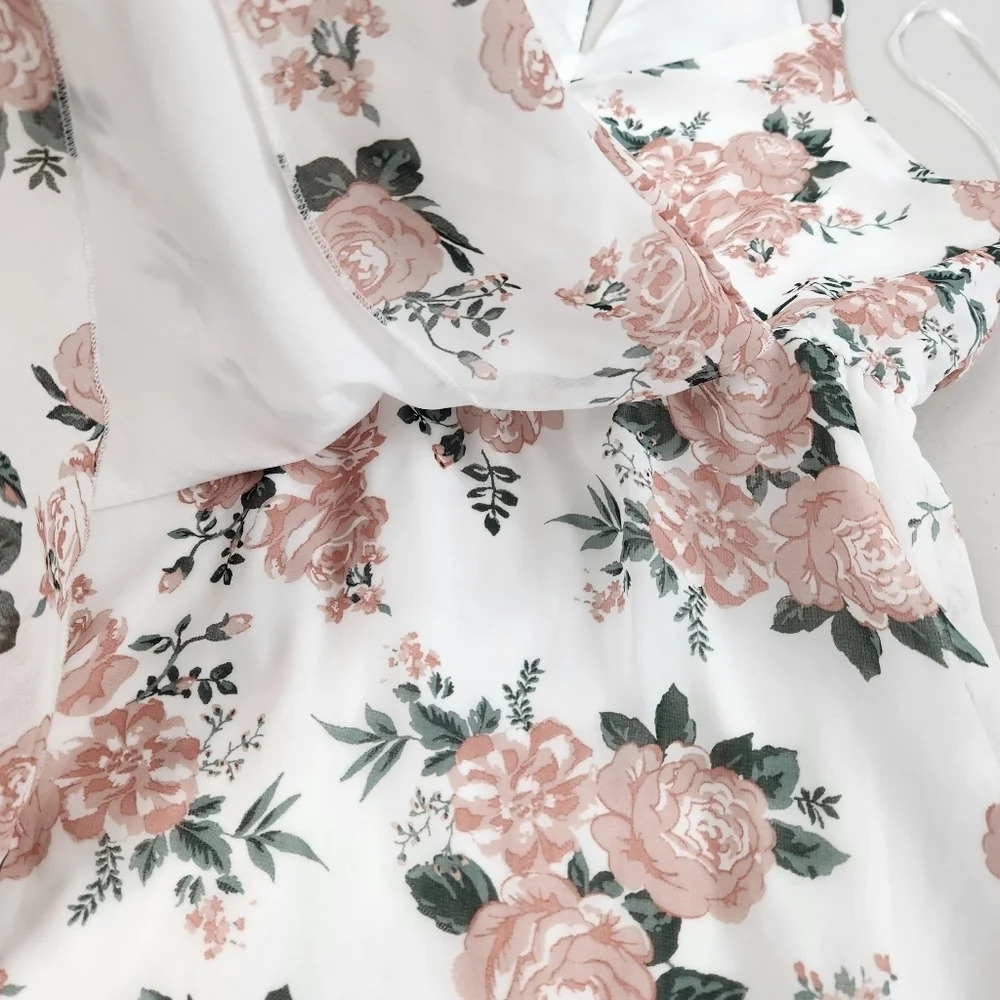 Altar'd State Floral Lined Flowy Tie Back Mini Dress Size Medium - Picture 7 of 12